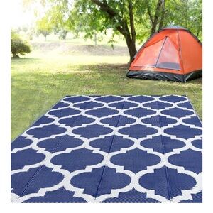 Navy and White Outdoor Rug